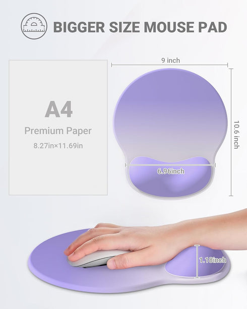 Ergonomic Mouse Pad with Wrist Support, Comfortable Gel Mouse Pad, Non-Slip Rubber Base for Laptop, Computer (Gradient