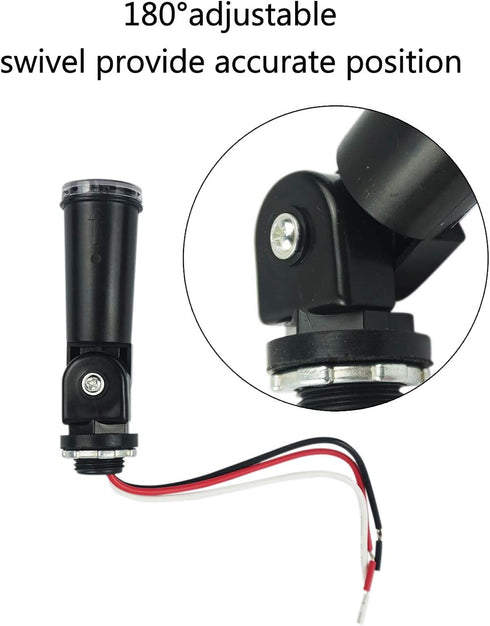 AC 120V Outdoor Photoelectric Sensor Switch, Dusk to Dawn Hard-Wired Light Control with Photocell and Swivel Mount