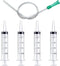 4pcs 20ml Plastic Syringes with 1pc 13inch Plastic Tubing, Syringe for Liquid in Scientific Lab