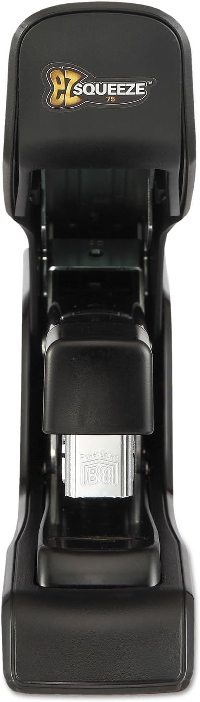 Bostitch Office EZ Squeeze Flat Clinch Stapler, 75 Sheet, Reduced Effort, Black (B875)