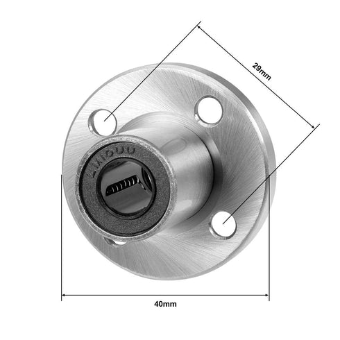 uxcell LM10UU Round Flange Linear Ball Bearings, 10mm Bore Dia, 19mm OD, 29mm Length, 2pcs