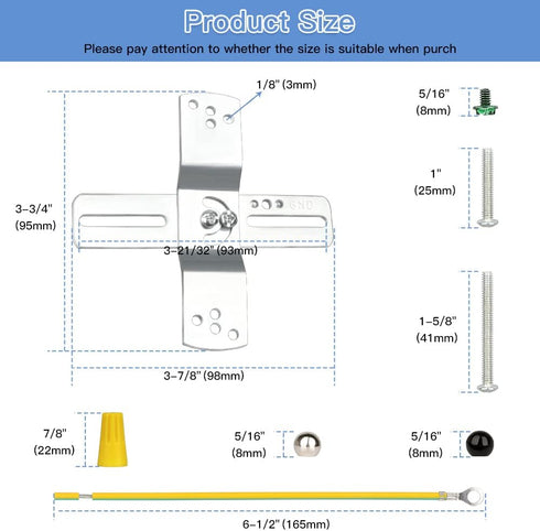 Helunsi 2 Sets 4 inch 4" Light Fixture Mounting Bracket, Universal Crossbar for Lighting, Ceiling Fan Mounting Plate