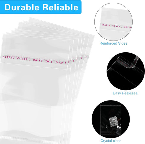 4 Size Clear Hanging Bags, Resealable Self-Sealing Bags for Jewelry Packaging, 400 Pieces