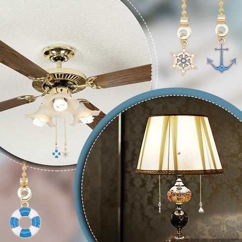 10Pcs 13.19 Inch 5 Alloy Ceiling Fan Pull Chain Pendant Anchor Wheel Ship Ceiling Fan Pull Chain Decorative Pull Chain