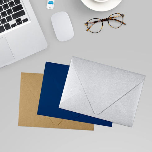 LUXPaper 4Bar A1 Contour Flap Invitation Envelopes | Silver Metallic | 3 5/8" x 5 1/8" | 80lb. Text | 50 Qty