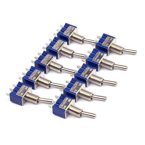 HiLetgo 10pcs AC125V 6A ON/ON SPDT Toggle Switch - 3 Terminals, 2 Position MTS102
