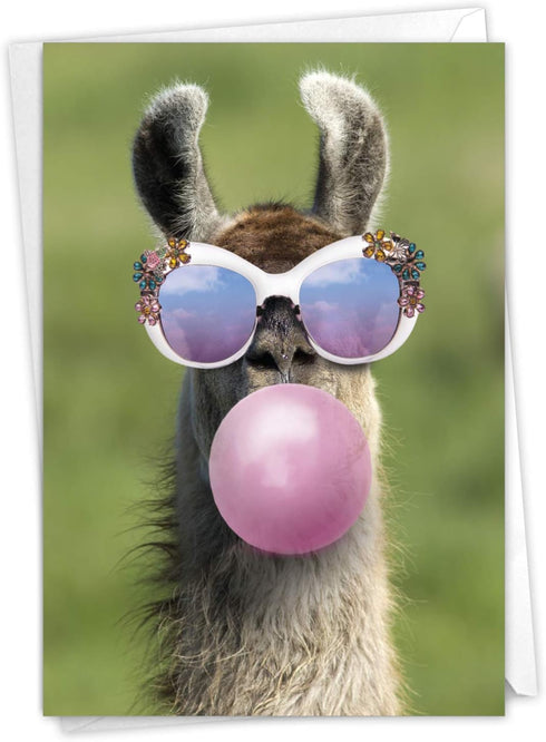 The Best Card Company Birthday Greeting Card - 5 x 7 Inch Envelope, Bday Balloon Llama Design