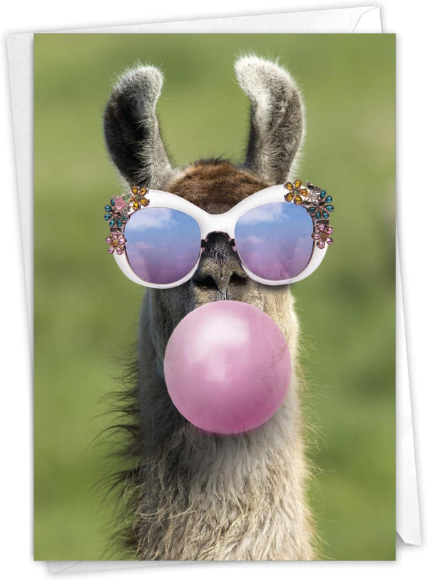 The Best Card Company Birthday Greeting Card - 5 x 7 Inch Envelope, Bday Balloon Llama Design