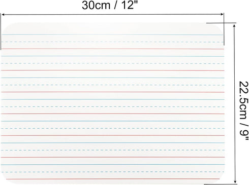 PATIKIL Dry Erase Board with Lines Set, 12" x 9" Small Double Sided White Board with Markers for Writing Practice Learning at Home Office Study White by PATIKIL