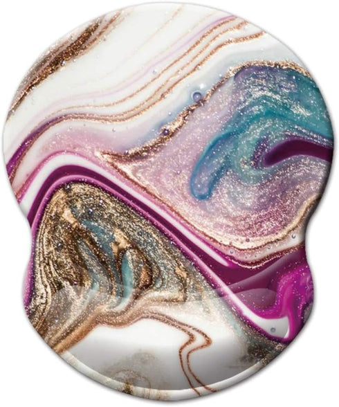 Mouse Pad with Wrist Support - Non Slip Ergonomic Mouse Mat for Office, Computer, Laptop (Beige Purple Marble)