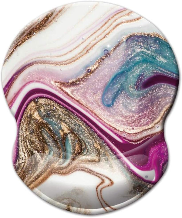 Mouse Pad with Wrist Support - Non Slip Ergonomic Mouse Mat for Office, Computer, Laptop (Beige Purple Marble)