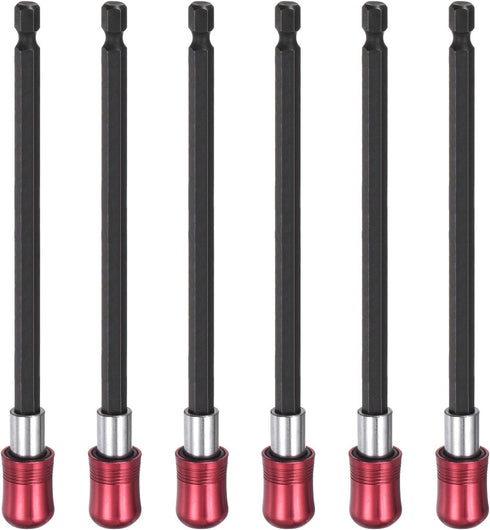 6pcs 150mm Magnetic Screwdriver Bits Holder Extension - Quick Release Drill Bit Chuck Adapter with 1/4" Hex Shank for