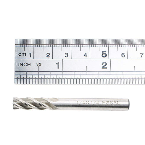 AUTOTOOLHOME 1/4 inch HSS 4 Flutes End Mills Milling Cutter End Drill Bit Straight Shank Pack of 2 CNC Milling Drill