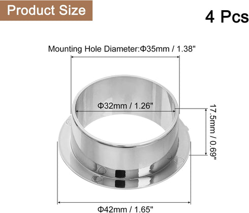 uxcell 4 Pcs 1.38 inch (35mm) Nylon Desk Grommets, Plastic Cable Hole Cover for Computer Desk Cabinet, Silver