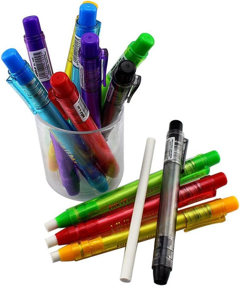 Pencil Erasers - Pen-Style Funny Portable Mechanical Eraser for Artists, Pack of 12