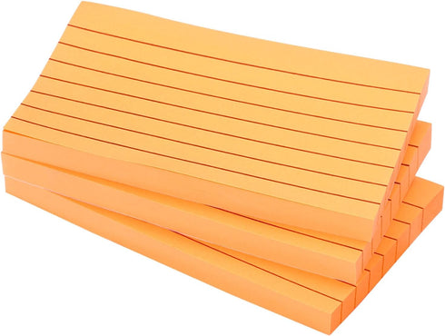 PATIKIL 3 x 5 Inch Lined Sticky Notes, 3 Pack, Fluorescent Self-Stick Note Pads, 100 Sheets/Pad, Orange