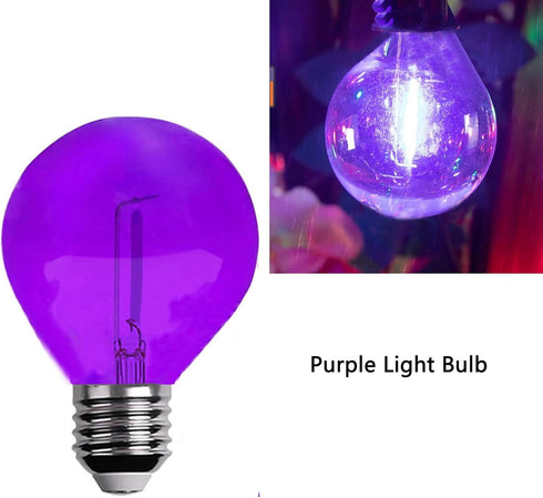 G40 Light Bulbs Replacement, Purple 1W Shatterproof Plastic LED Globe Bulbs, E12/C7 Base, 15 Pack for Indoor Outdoor