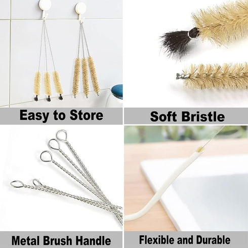 Utoolmart 5Pcs Wire Tube Brushes, 20mm Dia Twist Handle Bristle Tubing Cleaning Brush for Auto Parts Bottles Tubes