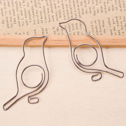 Folder Binder 60pcs Animal Note Documents, Shaped Page Binder, Bird Office Ticket, Decorative Metal Clips