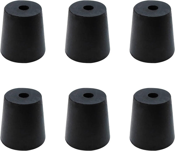 PENCK 6pcs Black Rubber Stopper with Hole, 18mm to 24mm Tapered Plug for Test Tubes, Lab Home Use