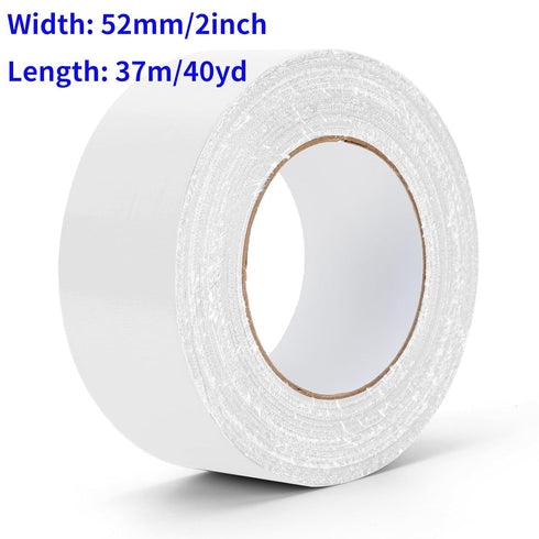 Heavy Duty White Duct Tape, 40 Yards X 2 Inch, 9 Mils Thickness Strong Adhesive, No Residue, Easy Tear for Home Repairs