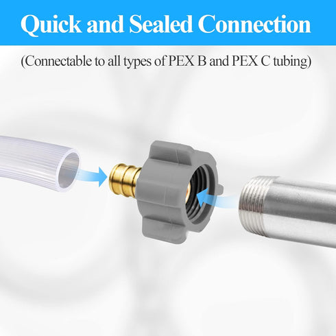 WiseWater 1/2“ PEX Faucet Connector, 4 PCS 1/2” PEX Barb x 1/2” FNPT Swivel Adapter with Stainless Steel Clamp