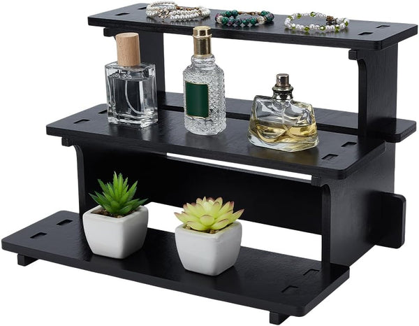 PH PandaHall Wood Display Stand, 3-Tier Wooden Shelf Retail Tabletop Display Riser