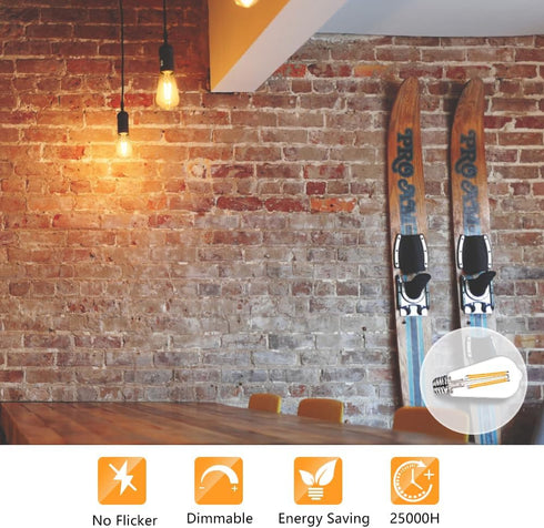BORT ST58/ST19 Vintage LED Edison Bulbs, Warm White 2700K, Dimmable 6W Edison Light Bulbs, 60W Equivalent, 700LM, E26