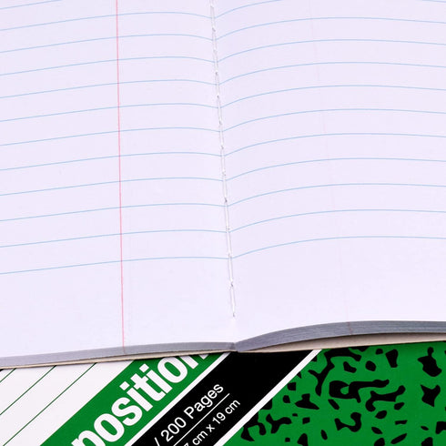 KAISA Composition Notebooks, 4 Pack, Wide Ruled, 9-3/4" x 7-1/2", Black Marble Covers, 100 Sheets