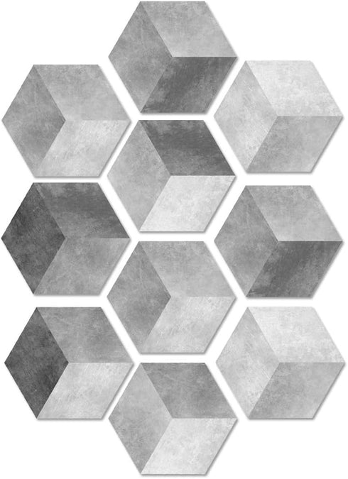 10 Pcs Hexagon Non-Slip Vinyl Floor Sticker, Peel and Stick Self-Adhesive Wallpaper for Home Decor