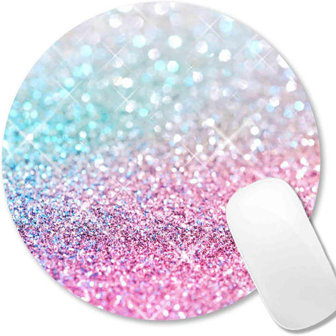 IMAYONDIA Kids Girls Mouse Pad for Laptop, Small Pink Blue Gradient Sparkle Mouse