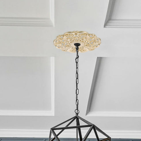 12 Inch Decorative Ceiling Medallion Round Base Ceiling Light Medallion with Artistic Floral Corner Design for Living