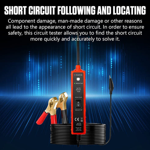 Power Circuit Probe Tester with Overload Protection, Polarity Identify Continuity Short Circuit Tester, 6-24V