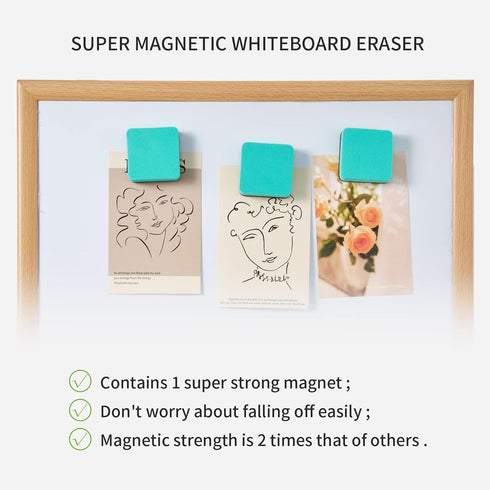 Favourde 48 Pack Magnetic Whiteboard Dry Erase Erasers, Chalkboard Cleansers for Classroom, Home, Office, Green