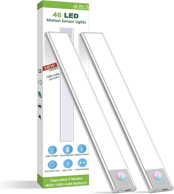 BLS Under Cabinet Lights, 46 LED lights Battery Operated Motion Sensor Light