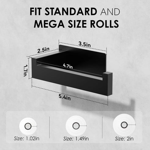 SUS304 Black(2 Pack) Auxmir Adhesive Toilet Paper Holder, No Drilling Toilet Roll Holder Wall Mount, Premium Thicken