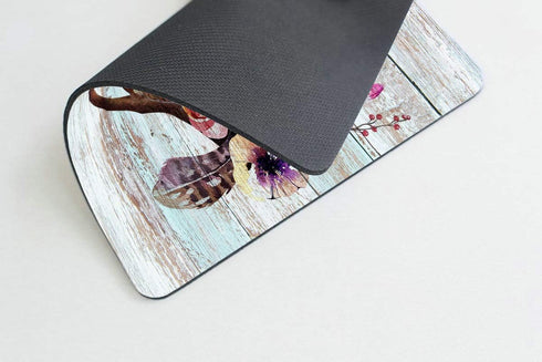 Smooffly Farmhouse Boho Mouse Pad - Rectangle Antlers Flowers Mat for Teachers Present - Office Supplies