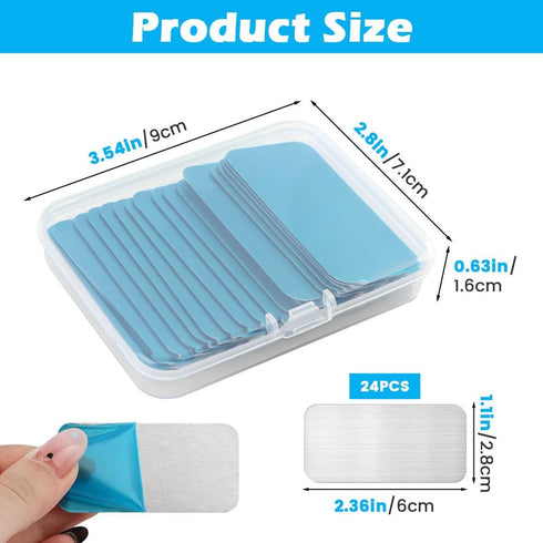 Mellisore 24pcs 2.3x1.1in Adhesive Metal Plates for Magnetic Mount, Metal Strips for Magnets Steel Strips with Adhesive