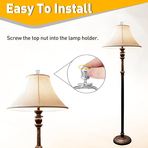 1" 1/4-27 uxcell Tall Lamp Finials Chrome, Thread Lamp Cap Knob Decoration Screw Cap Nuts with Cleaning Cloth for Table