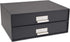 Bigso Box of Sweden Birger 2-Drawer Fiberboard Document Letter Box | Desktop Drawers with Metal Label Holder