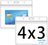 Thick Horizontal ID Card Name Tag Badge Holder, Waterproof Resealable Zip (Horizontal 4x3, 6 Packs)