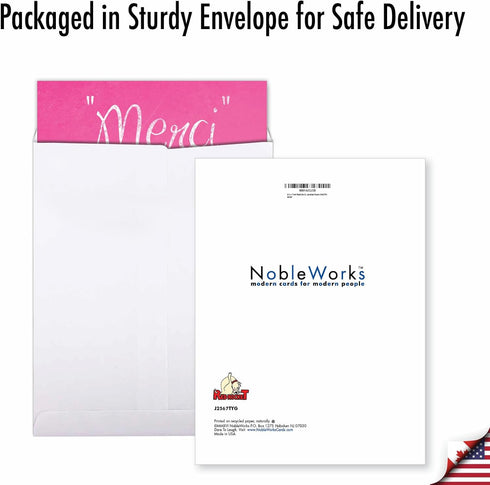 NobleWorks Thank You Card with Envelope (XL 8.25 x 9.75 Inch), Floral Paris, All Occasion Notecard
