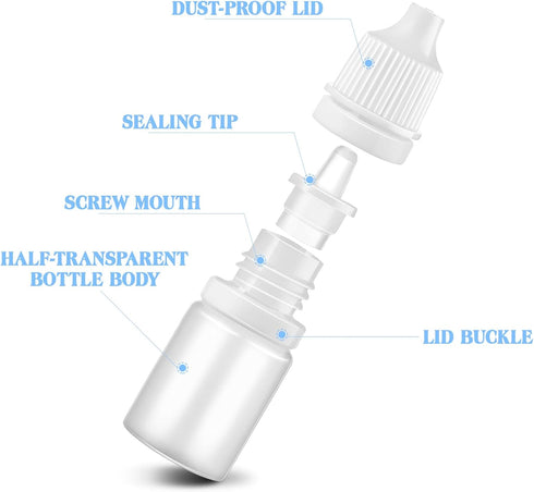 SUPVOX 10PCS Plastic Squeezable Dropper Bottles, Empty Essential Oil Squeeze Bottle Refillable Containers