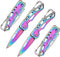2 Pack Pocket Knife, Multicolored Titanium with Key Ring for Everyday Carry