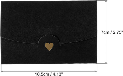 PATIKIL Mini Envelopes, 24 Pack Small Gift Card Holders Retro Gold Heart Business Invitation Envelopes for Wedding Birthday, Black by PATIKIL