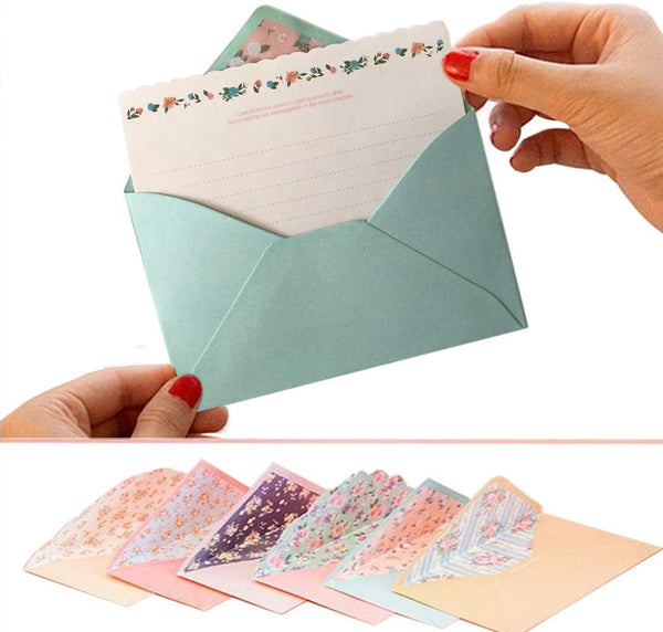 SCStyle 32 Cute Lovely Kawaii Special Design Writing Stationery Paper + 16 Envelopes, 3.45 x 5.4 Inch (Flower)