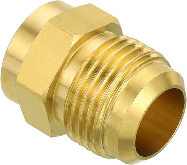 PATIKIL 5/8 SAE Male Thread Brass Flare Tube Fitting, 2 Pack Pipe Adapter Connector for Plumbing HVAC