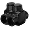 OhLectric 2 Port Multi Cable Connectors, 250 MCM-#6-2 Black Insulated Vinyl Coated Electrical Power Connector