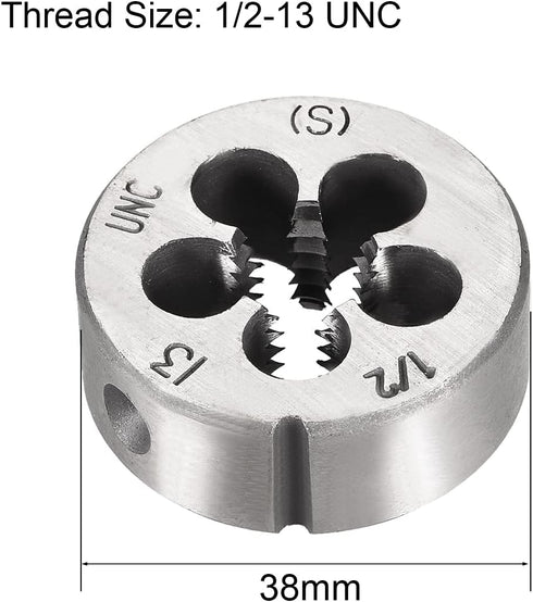 uxcell 1/2-13 UNC Round Die, Machine Thread Right Hand Threading Die, Alloy Tool Steel Screw Thread Cutting Die, 2pcs