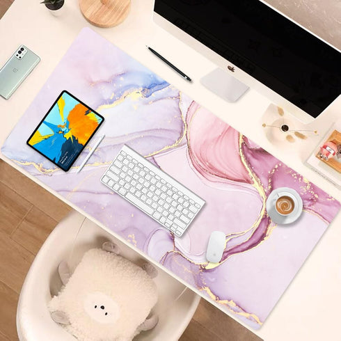 Aisakoc 35.5''x15.8'' Desk Mat Desk Mouse Pad, Dual Side PU Leather Desk Pad for Keyboard and Mouse, Large Waterproof